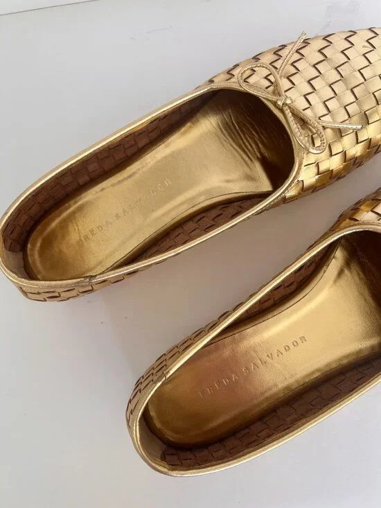 Freda Salvador Jada Square Toe Ballet Flat in Gold - Picture 3 of 10